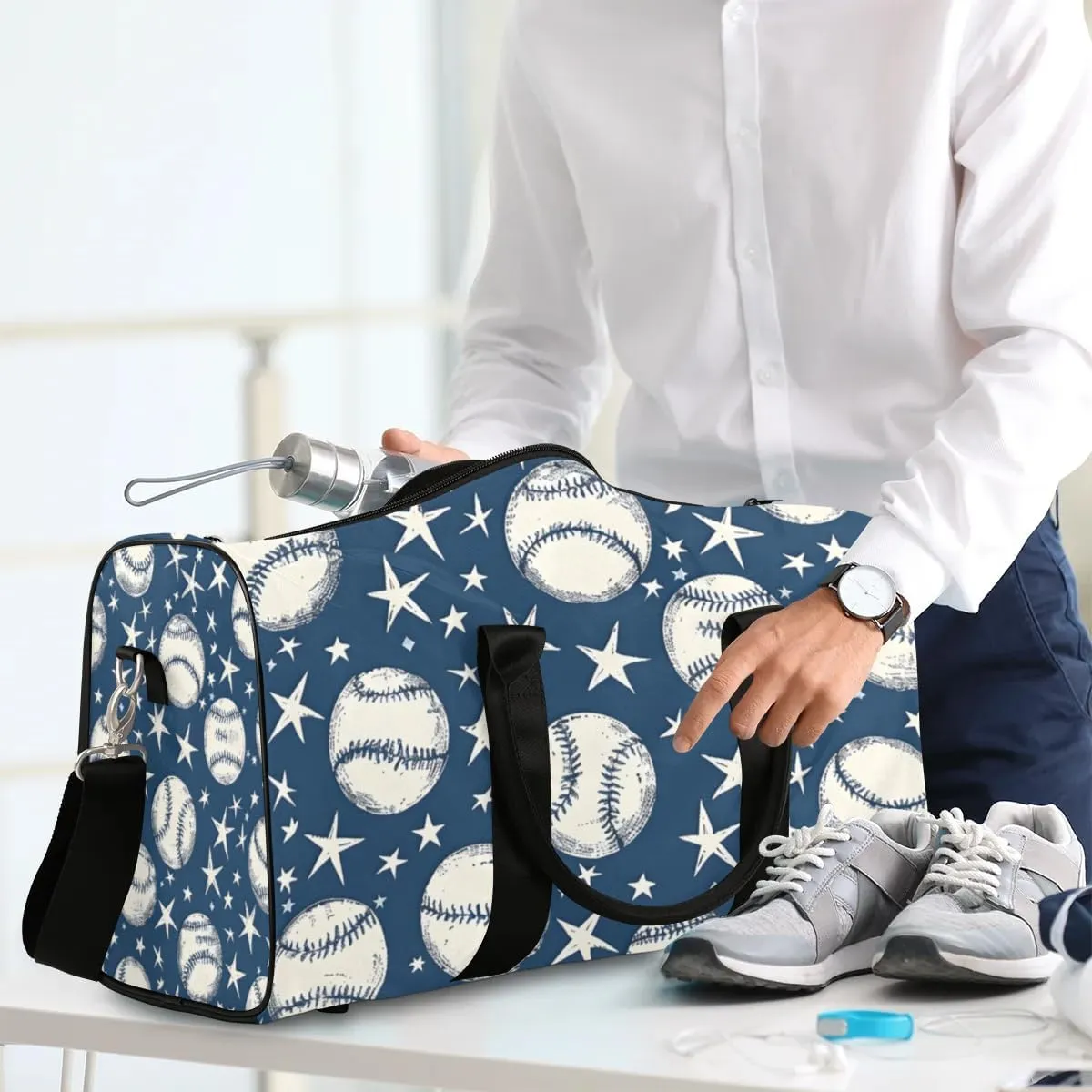 Travel Duffle Bag Baseball Star Gym Bags for Men Women Travel Duffel Bags with Adjustable Shoulder Strap Carry On Weekender Bag