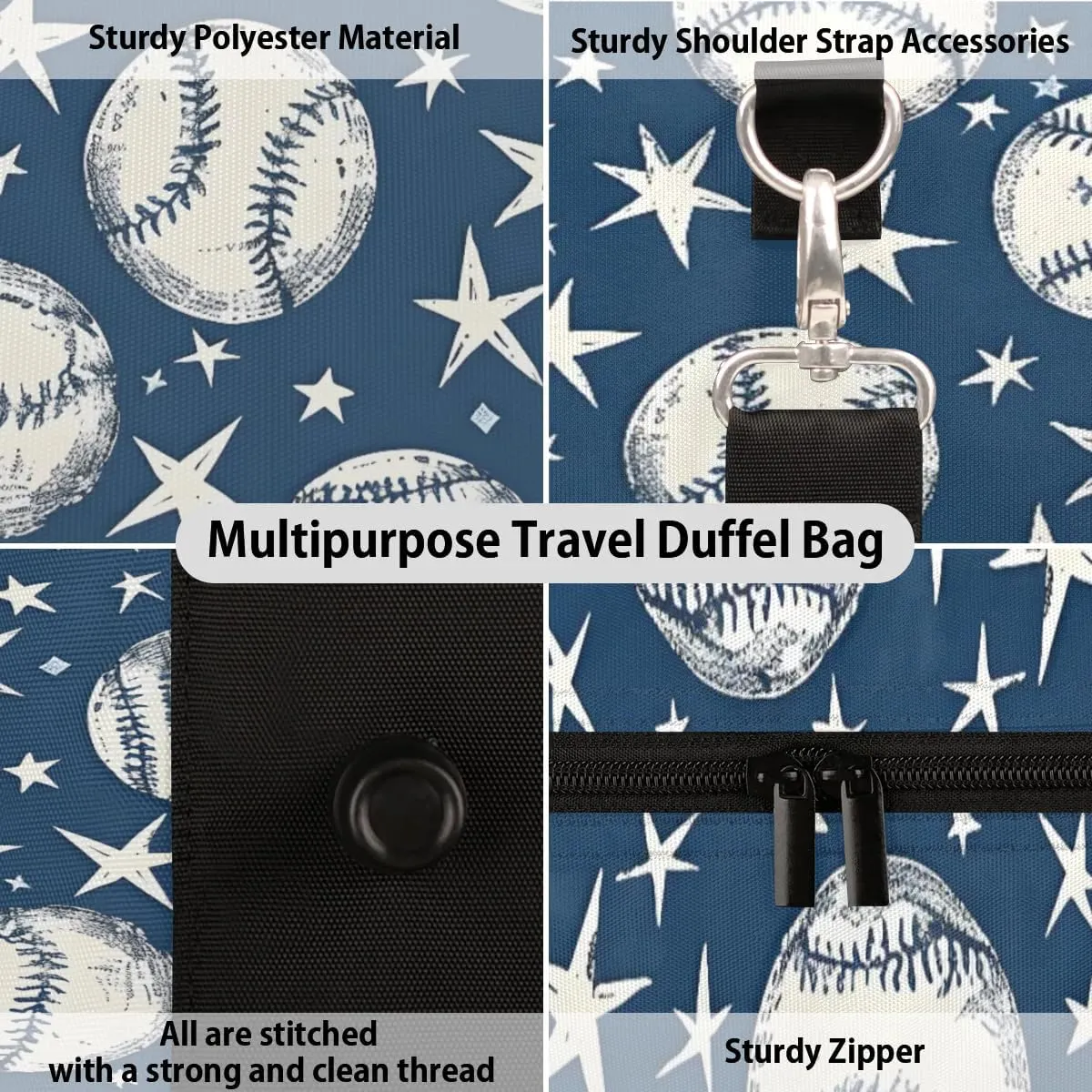 Travel Duffle Bag Baseball Star Gym Bags for Men Women Travel Duffel Bags with Adjustable Shoulder Strap Carry On Weekender Bag