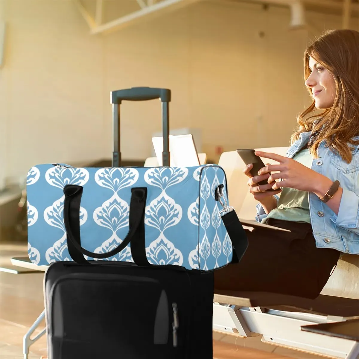 Travel Duffle Bag Beautiful Floral Print Gym Bags for Men Women Travel Duffel Bags with Adjustable Shoulder Strap Carry On Weekender Bag
