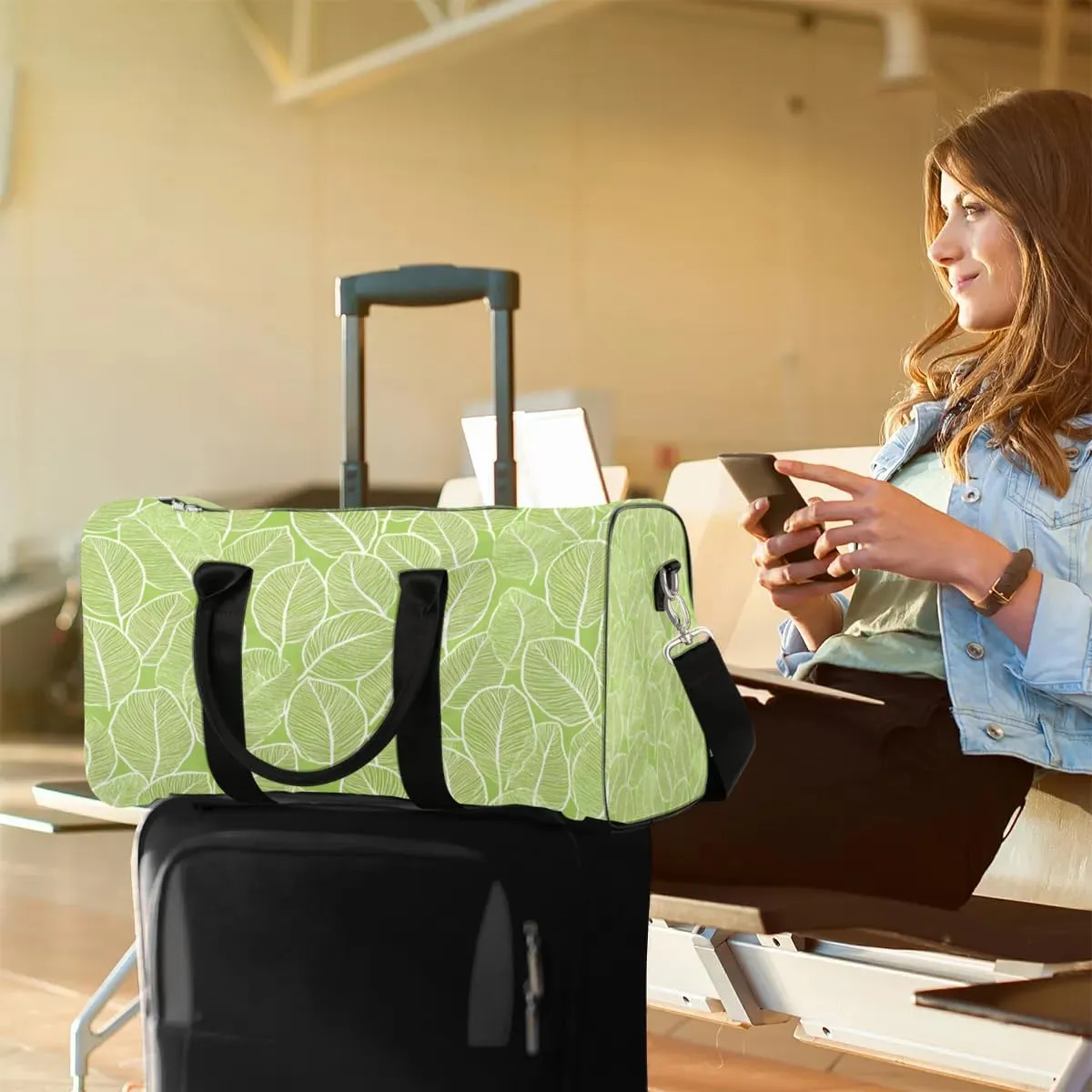 Travel Duffle Bag Beautiful Leaf Veins Gym Bags for Men Women Travel Duffel Bags with Adjustable Shoulder Strap Carry On Weekender Bag