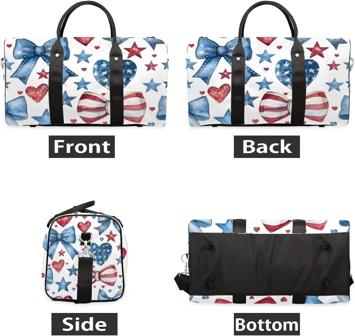 Travel Duffle Bag Bowknot Heart Star Gym Bags for Men Women Travel Duffel Bags with Adjustable Shoulder Strap Carry On Weekender Bag