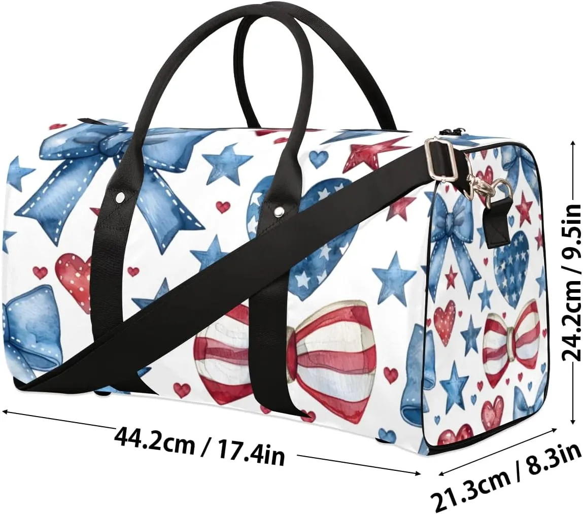 Travel Duffle Bag Bowknot Heart Star Gym Bags for Men Women Travel Duffel Bags with Adjustable Shoulder Strap Carry On Weekender Bag