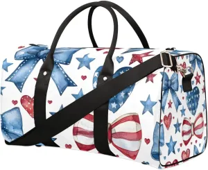 Travel Duffle Bag Bowknot Heart Star Gym Bags for Men Women Travel Duffel Bags with Adjustable Shoulder Strap Carry On Weekender Bag