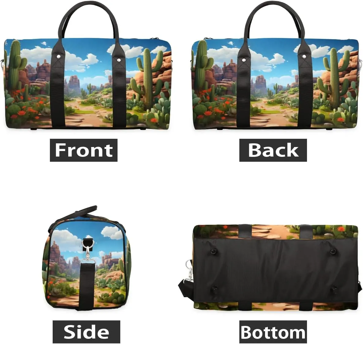Travel Duffle Bag Cactus Landscape Gym Bags for Men Women Travel Duffel Bags with Adjustable Shoulder Strap Carry On Weekender Bag