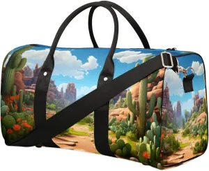 Travel Duffle Bag Cactus Landscape Gym Bags for Men Women Travel Duffel Bags with Adjustable Shoulder Strap Carry On Weekender Bag