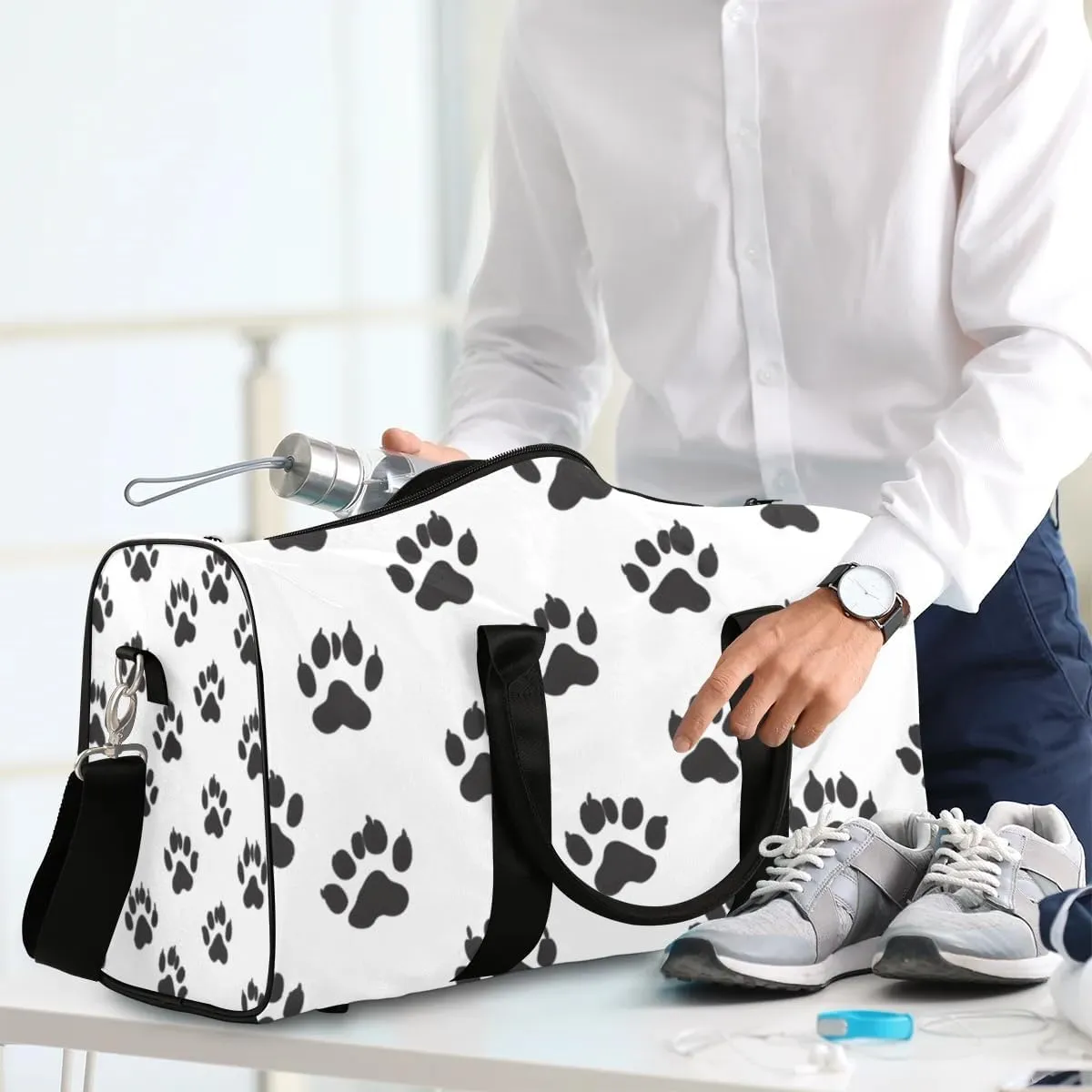 Travel Duffle Bag Cats Paws Prints Gym Bags for Men Women Travel Duffel Bags with Adjustable Shoulder Strap Carry On Weekender Bag