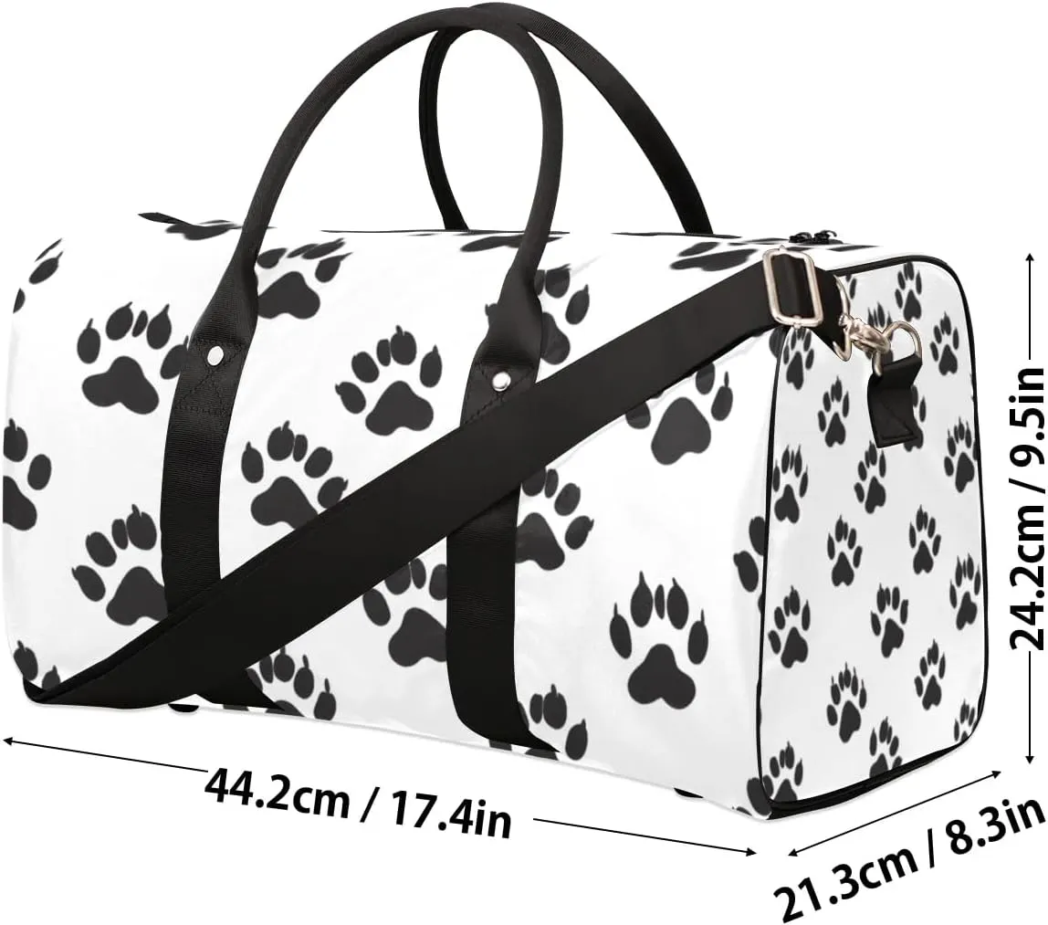 Travel Duffle Bag Cats Paws Prints Gym Bags for Men Women Travel Duffel Bags with Adjustable Shoulder Strap Carry On Weekender Bag