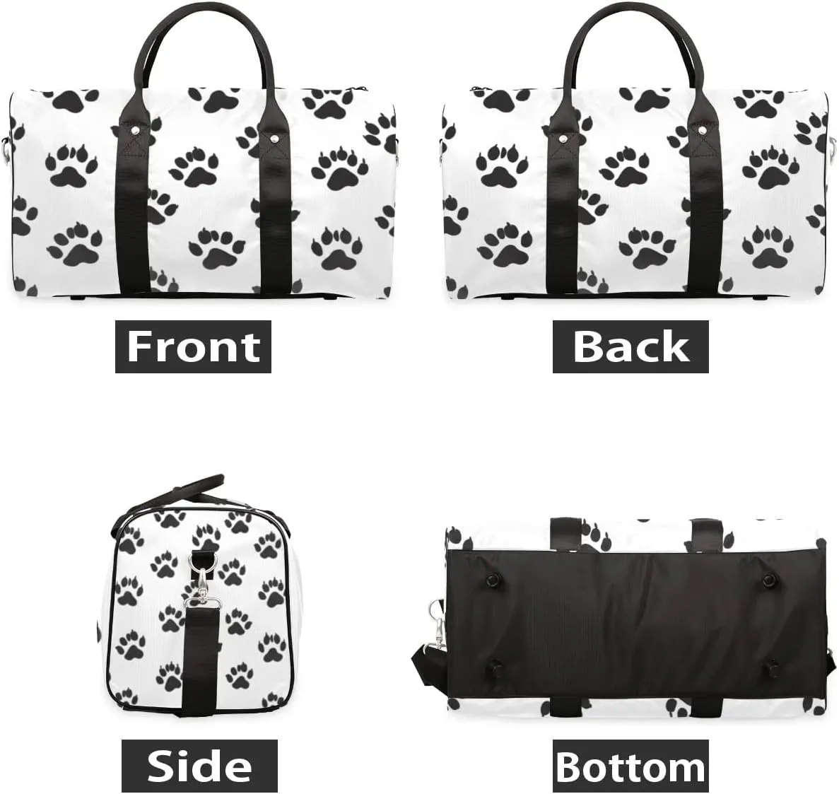 Travel Duffle Bag Cats Paws Prints Gym Bags for Men Women Travel Duffel Bags with Adjustable Shoulder Strap Carry On Weekender Bag