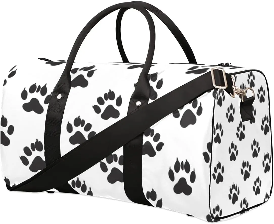 Travel Duffle Bag Cats Paws Prints Gym Bags for Men Women Travel Duffel Bags with Adjustable Shoulder Strap Carry On Weekender Bag