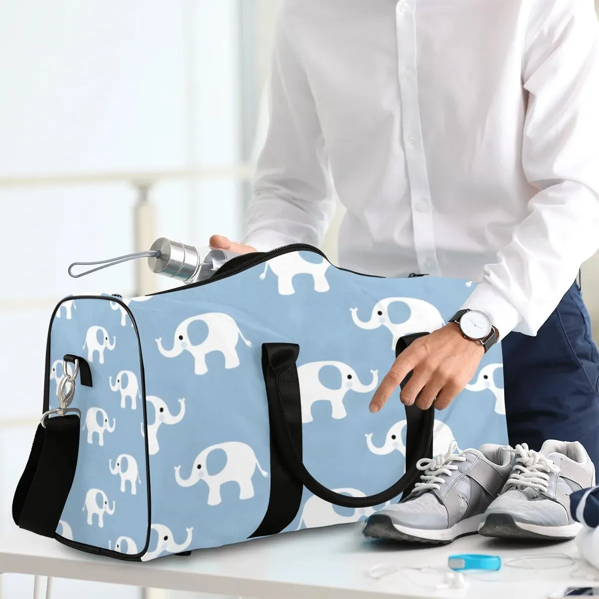 Travel Duffle Bag Cute Elephants Gym Bags for Men Women Travel Duffel Bags with Adjustable Shoulder Strap Carry On Weekender Bag