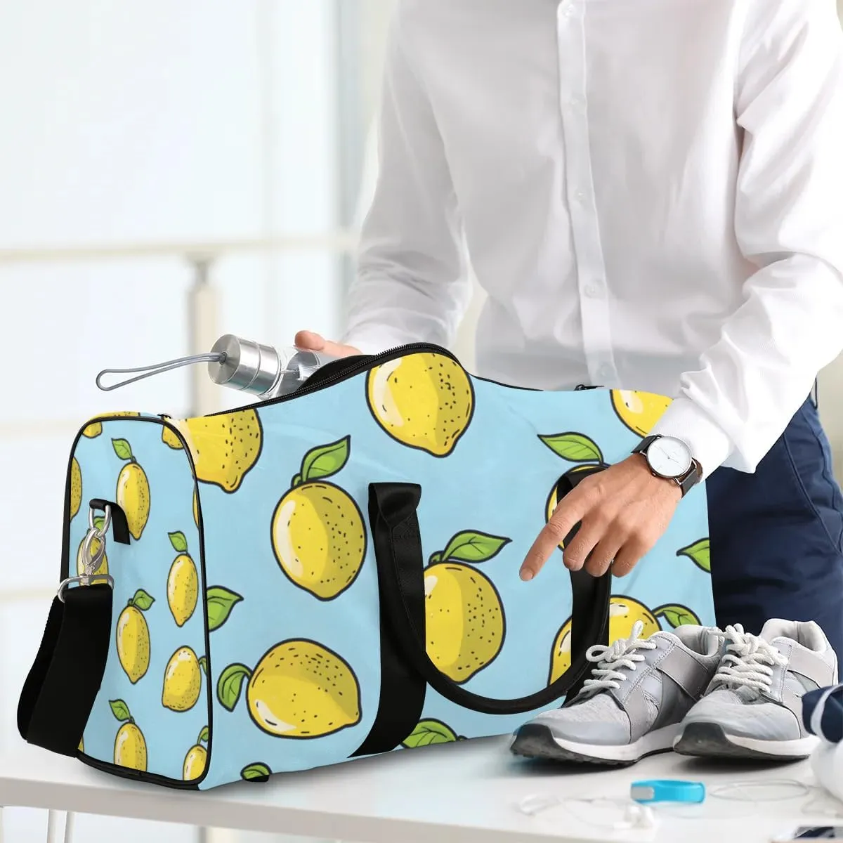Travel Duffle Bag Cute Lemons Gym Bags for Men Women Travel Duffel Bags with Adjustable Shoulder Strap Carry On Weekender Bag