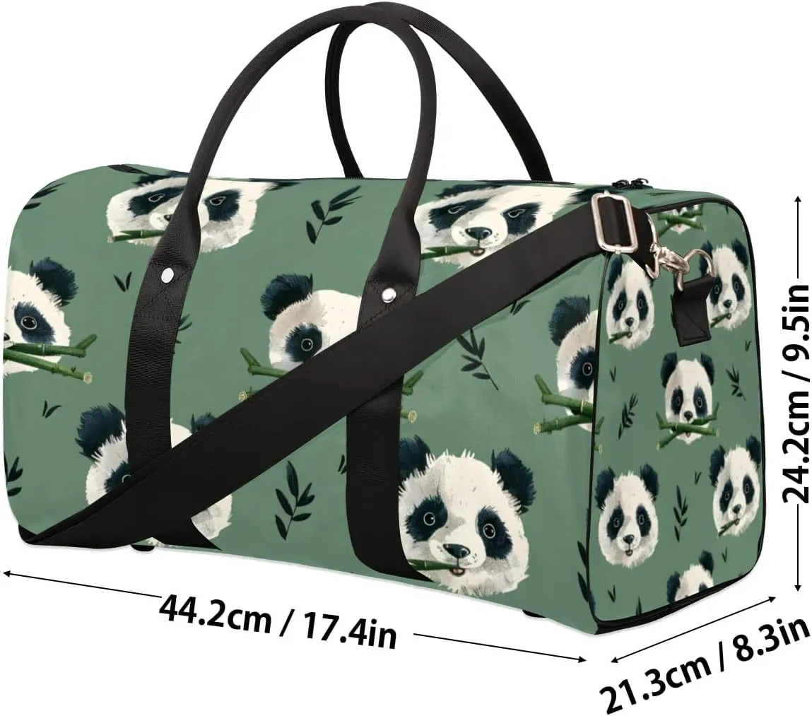 Travel Duffle Bag Cute Pandas Gym Bags for Men Women Travel Duffel Bags with Adjustable Shoulder Strap Carry On Weekender Bag