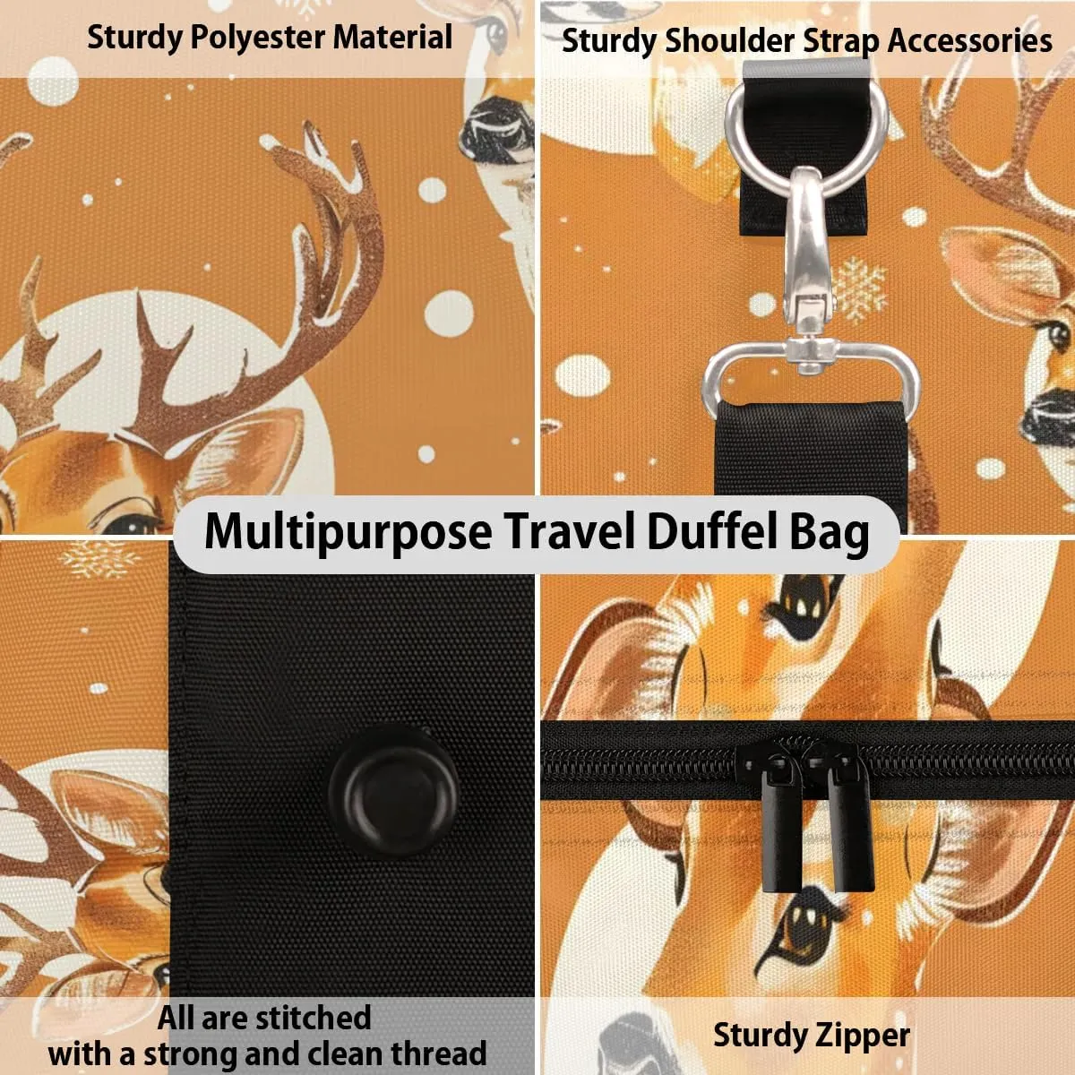 Travel Duffle Bag Deer Watercolor Gym Bags for Men Women Travel Duffel Bags with Adjustable Shoulder Strap Carry On Weekender Bag