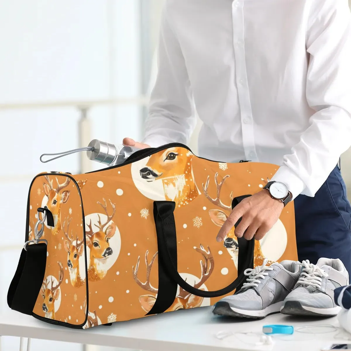 Travel Duffle Bag Deer Watercolor Gym Bags for Men Women Travel Duffel Bags with Adjustable Shoulder Strap Carry On Weekender Bag