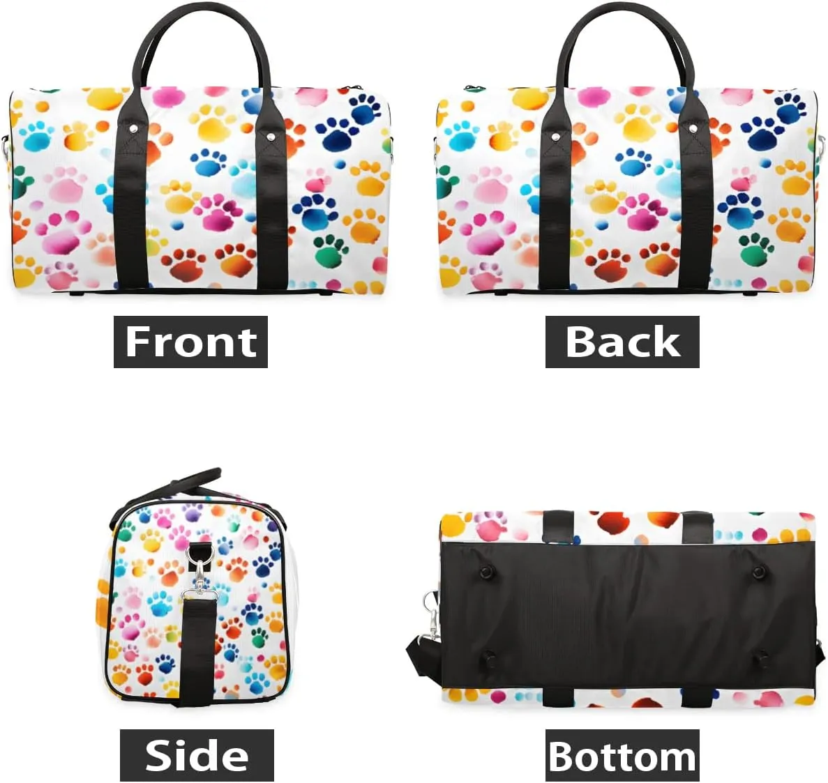 Travel Duffle Bag Dogs Paws Prints Gym Bags for Men Women Travel Duffel Bags with Adjustable Shoulder Strap Carry On Weekender Bag