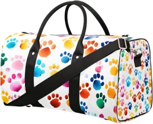 Travel Duffle Bag Dogs Paws Prints Gym Bags for Men Women Travel Duffel Bags with Adjustable Shoulder Strap Carry On Weekender Bag