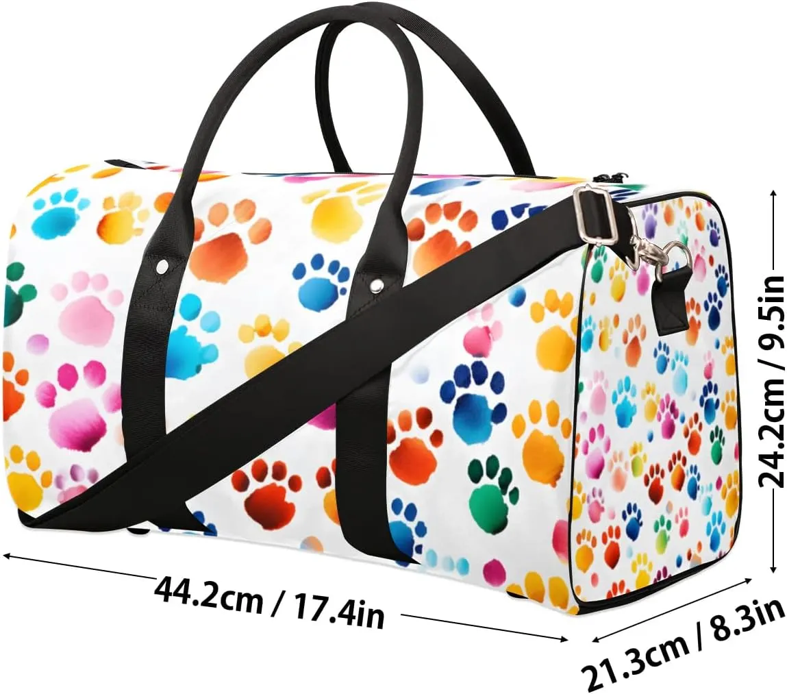 Travel Duffle Bag Dogs Paws Prints Gym Bags for Men Women Travel Duffel Bags with Adjustable Shoulder Strap Carry On Weekender Bag