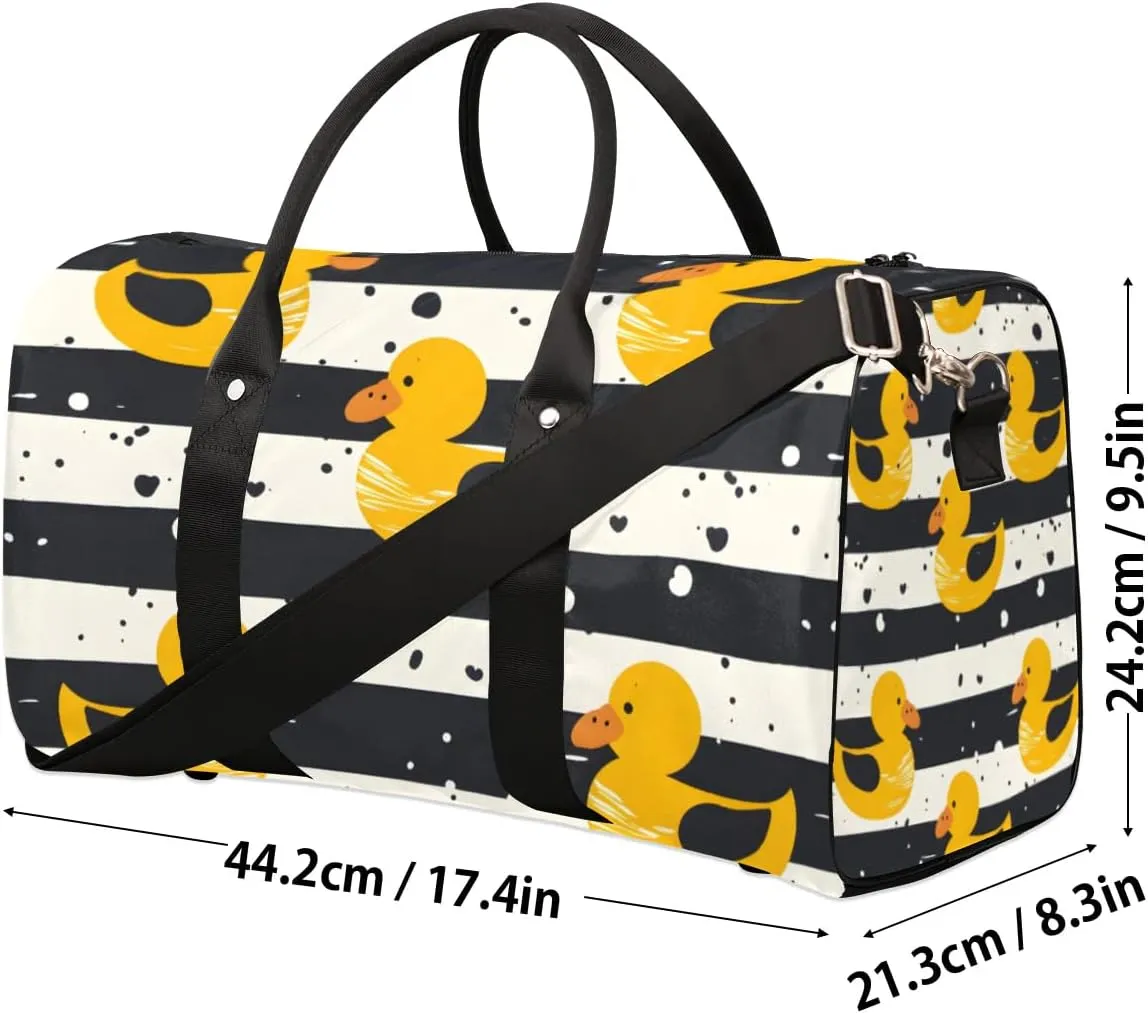 Travel Duffle Bag Duck Stripes Gym Bags for Men Women Travel Duffel Bags with Adjustable Shoulder Strap Carry On Weekender Bag