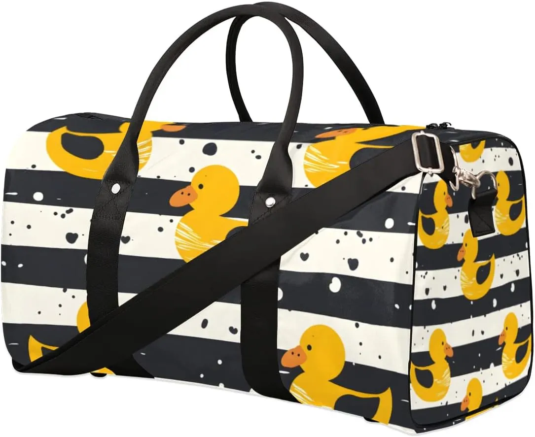 Travel Duffle Bag Duck Stripes Gym Bags for Men Women Travel Duffel Bags with Adjustable Shoulder Strap Carry On Weekender Bag
