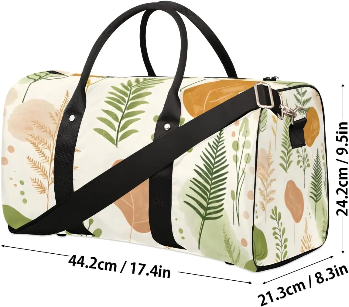 Travel Duffle Bag Fern Leaf Print Gym Bags for Men Women Travel Duffel Bags with Adjustable Shoulder Strap Carry On Weekender Bag