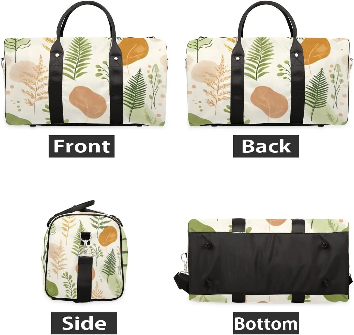 Travel Duffle Bag Fern Leaf Print Gym Bags for Men Women Travel Duffel Bags with Adjustable Shoulder Strap Carry On Weekender Bag