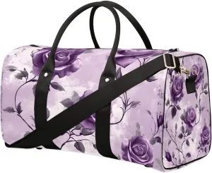 Travel Duffle Bag Floral Rose Theme Gym Bags for Men Women Travel Duffel Bags with Adjustable Shoulder Strap Carry On Weekender Bag