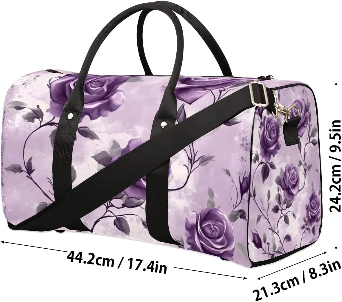 Travel Duffle Bag Floral Rose Theme Gym Bags for Men Women Travel Duffel Bags with Adjustable Shoulder Strap Carry On Weekender Bag