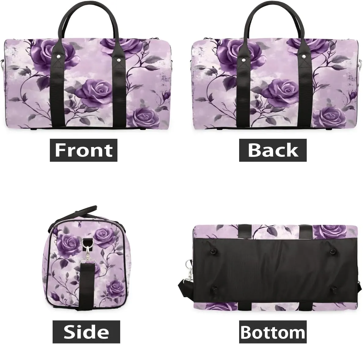 Travel Duffle Bag Floral Rose Theme Gym Bags for Men Women Travel Duffel Bags with Adjustable Shoulder Strap Carry On Weekender Bag