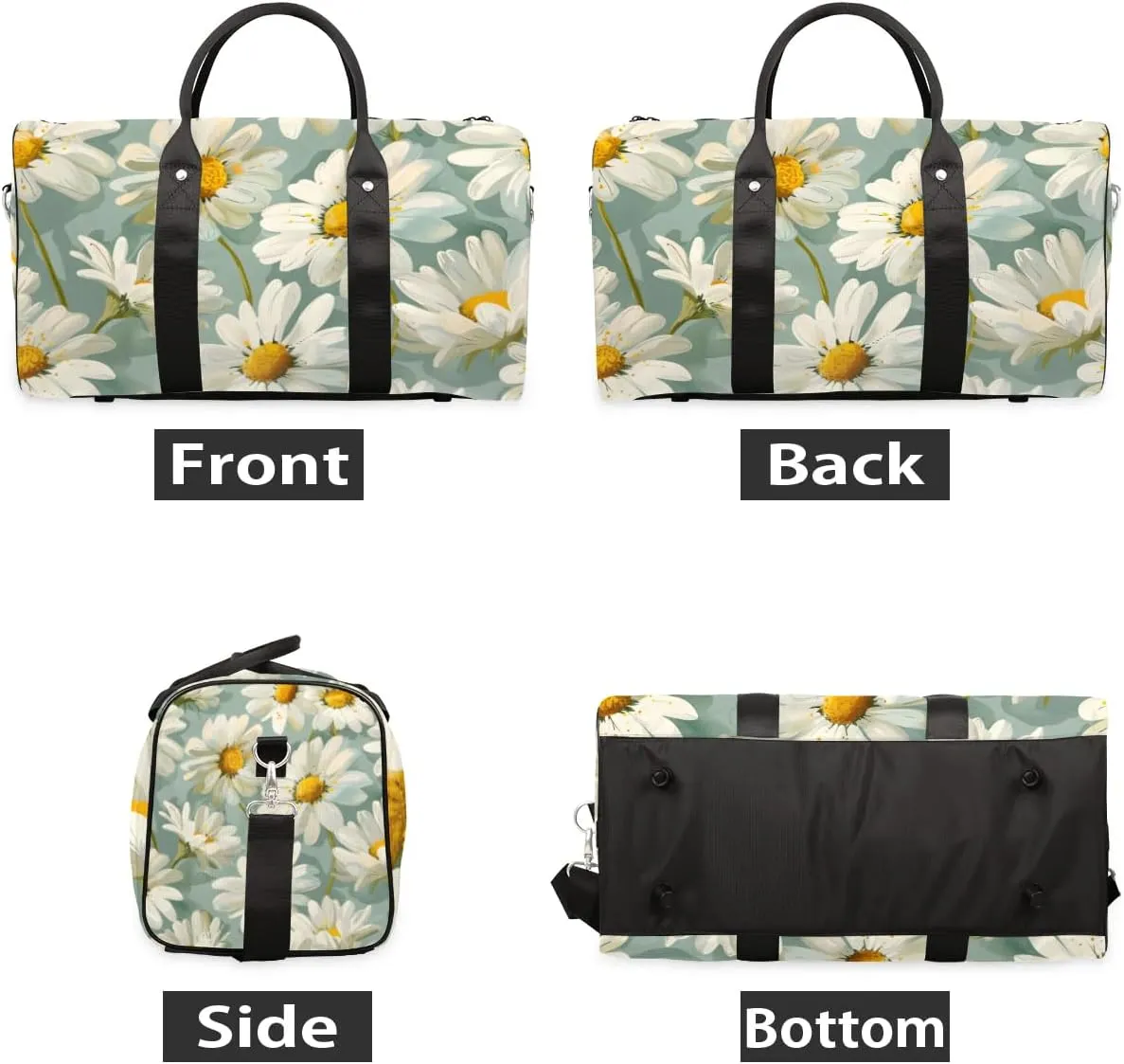 Travel Duffle Bag Flower Daisy Print Gym Bags for Men Women Travel Duffel Bags with Adjustable Shoulder Strap Carry On Weekender Bag