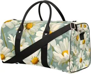 Travel Duffle Bag Flower Daisy Print Gym Bags for Men Women Travel Duffel Bags with Adjustable Shoulder Strap Carry On Weekender Bag