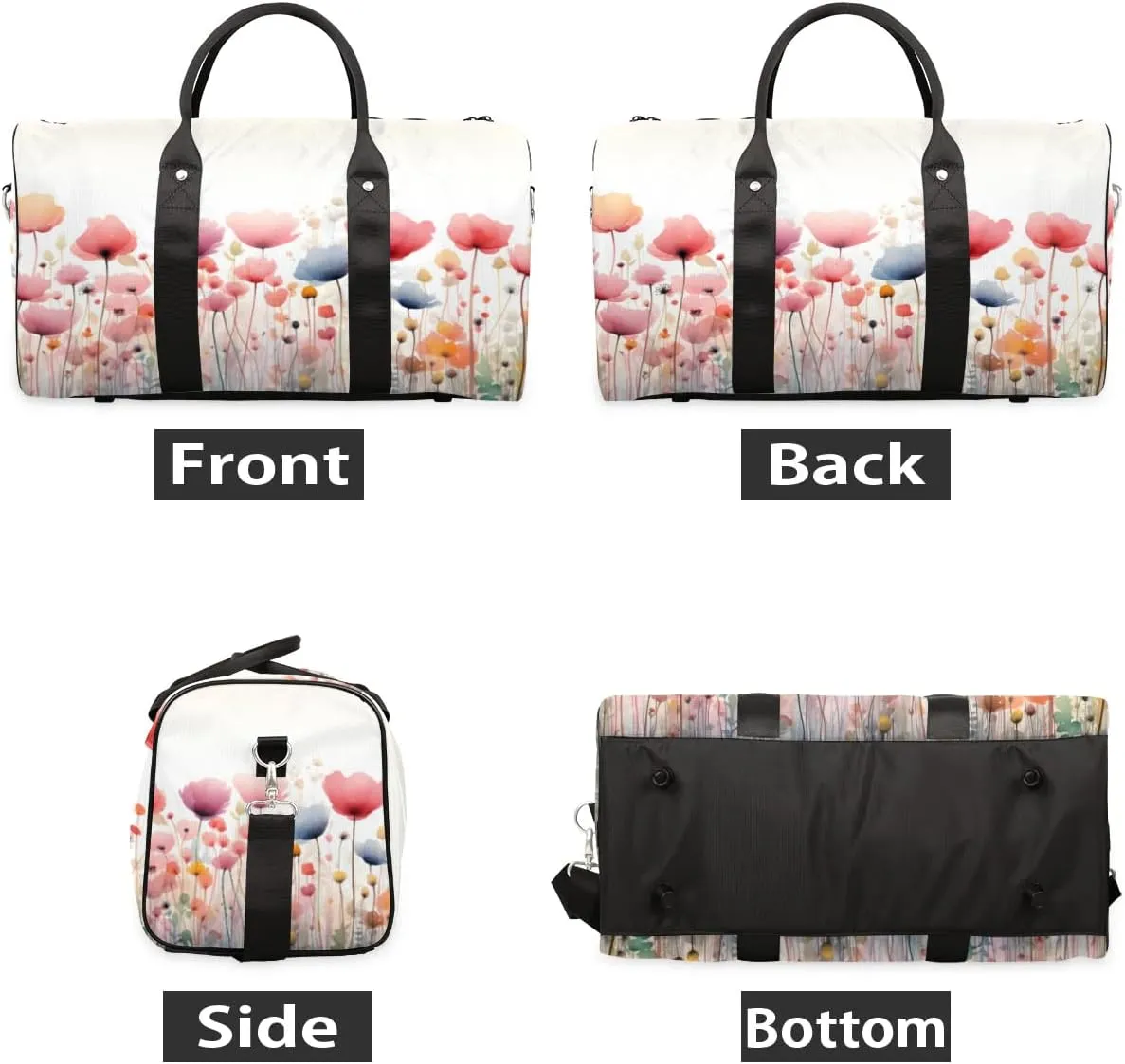 Travel Duffle Bag Flower Spring Gym Bags for Men Women Travel Duffel Bags with Adjustable Shoulder Strap Carry On Weekender Bag