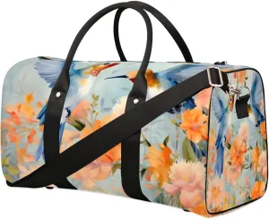 Travel Duffle Bag Flowers Hummingbirds Gym Bags for Men Women Travel Duffel Bags with Adjustable Shoulder Strap Carry On Weekender Bag
