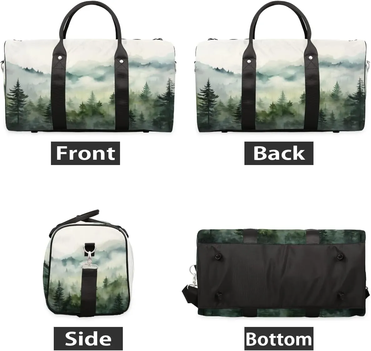 Travel Duffle Bag Foggy Forest Gym Bags for Men Women Travel Duffel Bags with Adjustable Shoulder Strap Carry On Weekender Bag