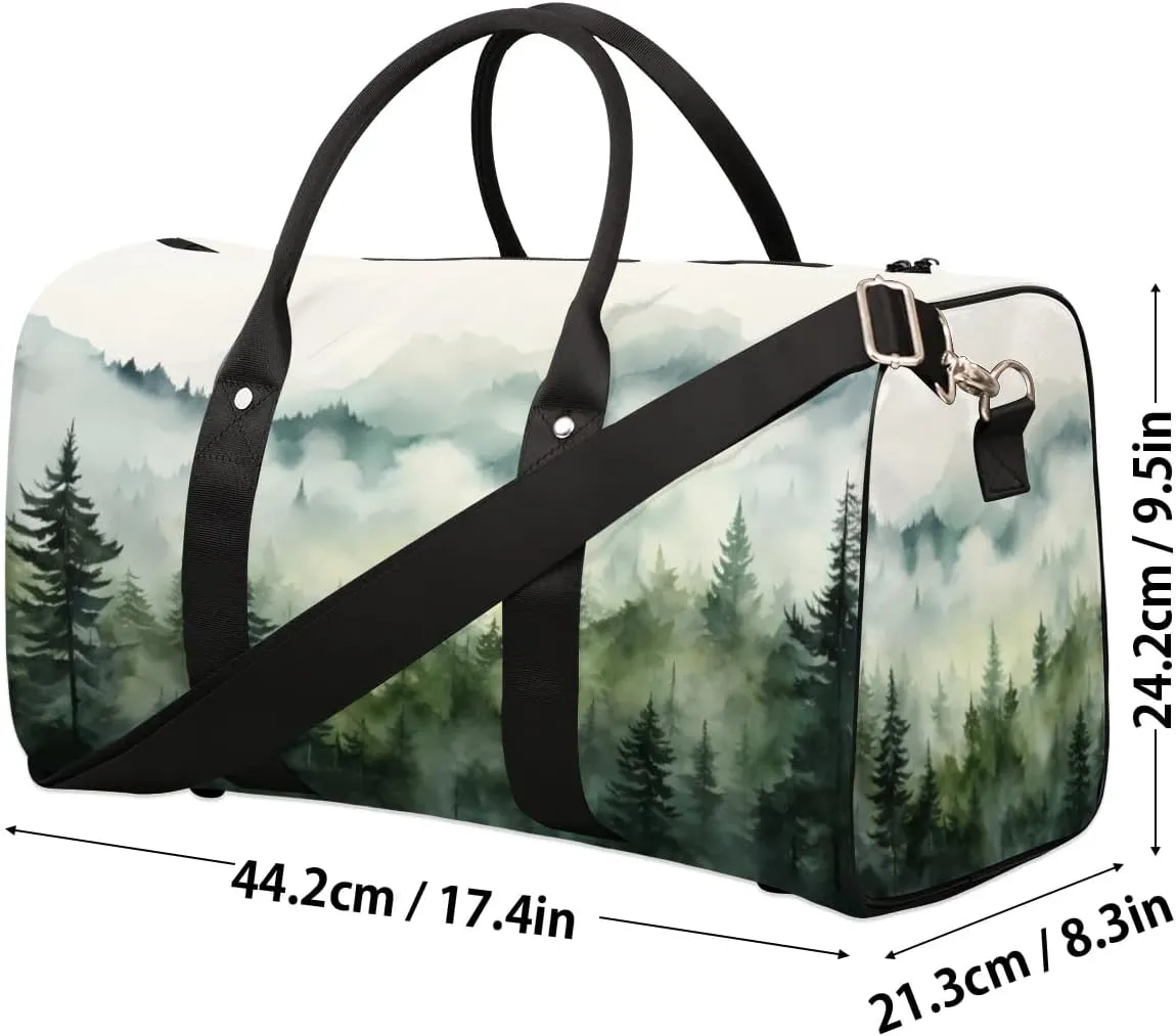 Travel Duffle Bag Foggy Forest Gym Bags for Men Women Travel Duffel Bags with Adjustable Shoulder Strap Carry On Weekender Bag