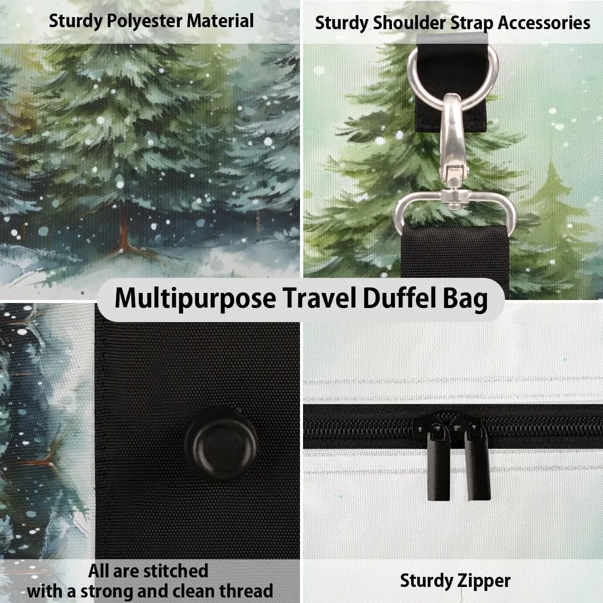 Travel Duffle Bag Forest Pine Tree Gym Bags for Men Women Travel Duffel Bags with Adjustable Shoulder Strap Carry On Weekender Bag