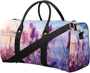 Travel Duffle Bag Fragrant Lavender Gym Bags for Men Women Travel Duffel Bags with Adjustable Shoulder Strap Carry On Weekender Bag