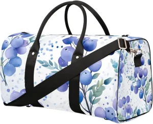 Travel Duffle Bag Fruit Berries Green Leaves Gym Bags for Men Women Travel Duffel Bags with Adjustable Shoulder Strap Carry On Weekender Bag