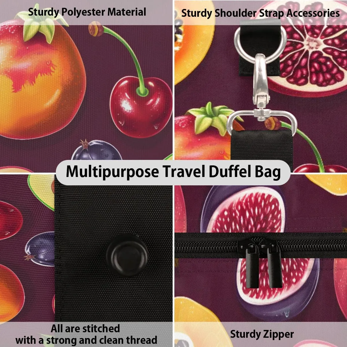 Travel Duffle Bag Fruits Pomegranate Gym Bags for Men Women Travel Duffel Bags with Adjustable Shoulder Strap Carry On Weekender Bag