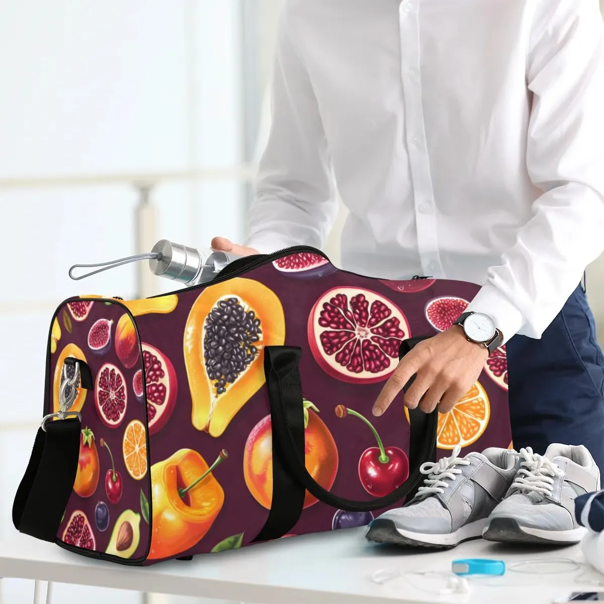 Travel Duffle Bag Fruits Pomegranate Gym Bags for Men Women Travel Duffel Bags with Adjustable Shoulder Strap Carry On Weekender Bag