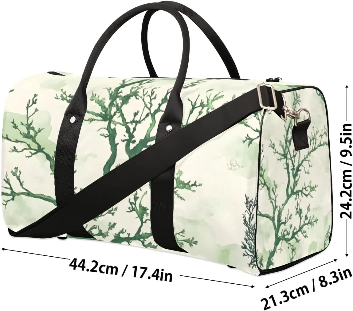Travel Duffle Bag Green Coral Gym Bags for Men Women Travel Duffel Bags with Adjustable Shoulder Strap Carry On Weekender Bag