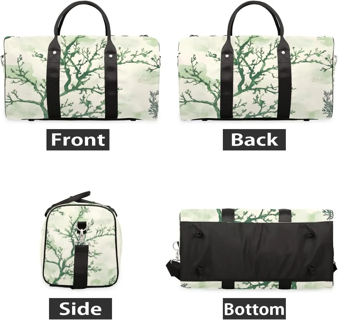 Travel Duffle Bag Green Coral Gym Bags for Men Women Travel Duffel Bags with Adjustable Shoulder Strap Carry On Weekender Bag