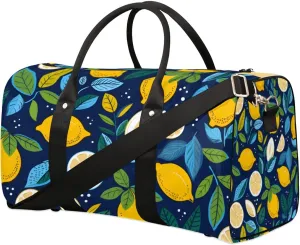 Travel Duffle Bag Lemons Prints Gym Bags for Men Women Travel Duffel Bags with Adjustable Shoulder Strap Carry On Weekender Bag