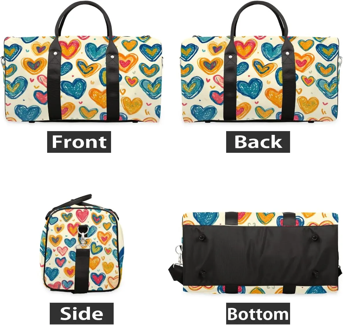 Travel Duffle Bag Lovely Hearts Gym Bags for Men Women Travel Duffel Bags with Adjustable Shoulder Strap Carry On Weekender Bag