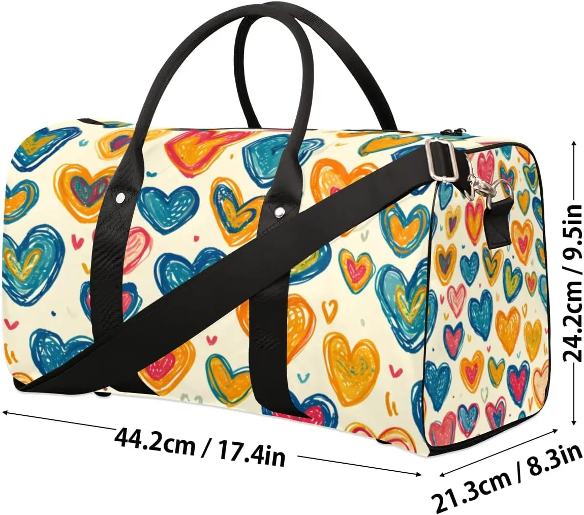 Travel Duffle Bag Lovely Hearts Gym Bags for Men Women Travel Duffel Bags with Adjustable Shoulder Strap Carry On Weekender Bag