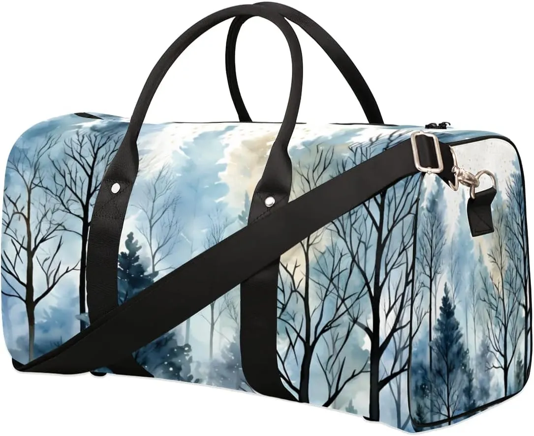 Travel Duffle Bag Misty Forest Gym Bags for Men Women Travel Duffel Bags with Adjustable Shoulder Strap Carry On Weekender Bag