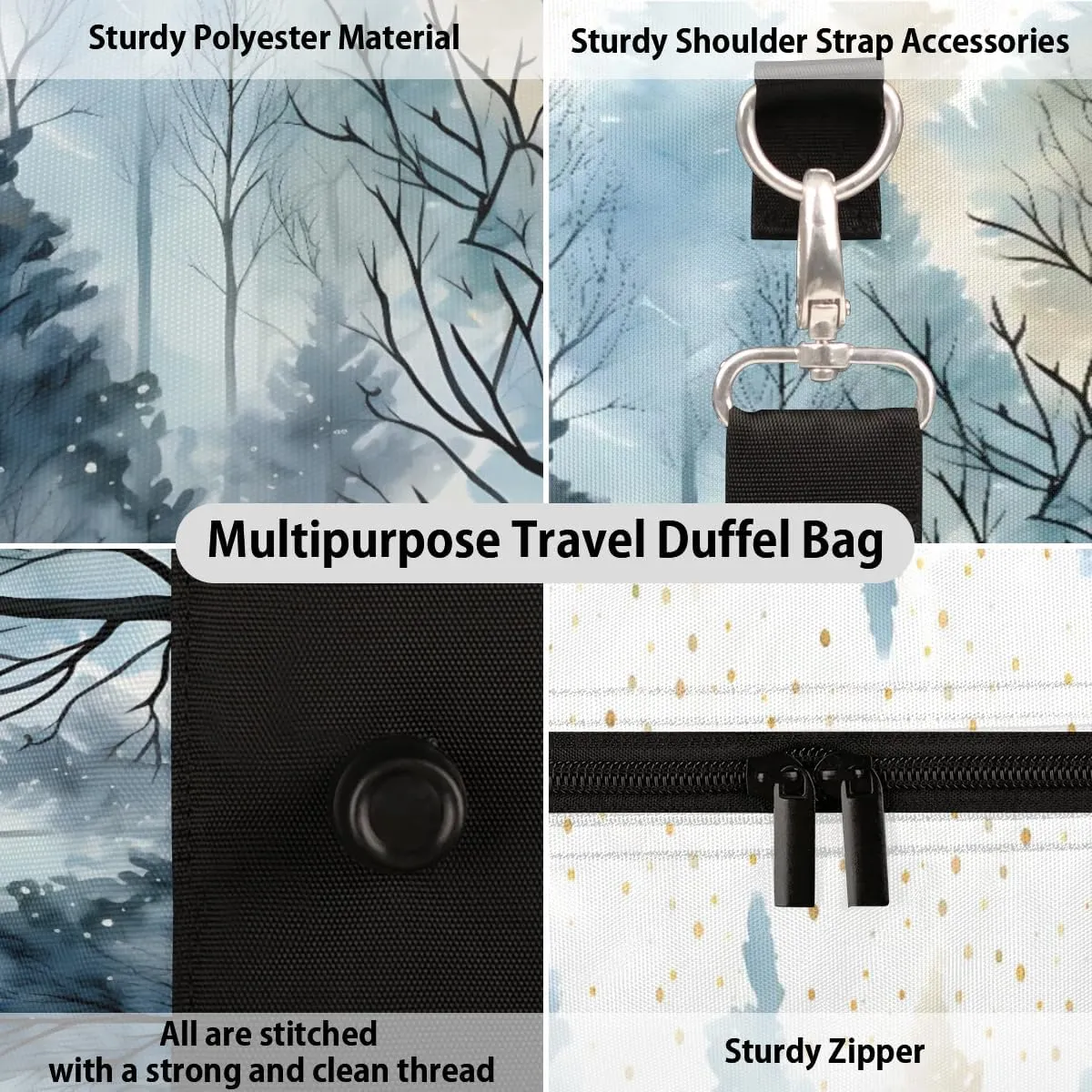 Travel Duffle Bag Misty Forest Gym Bags for Men Women Travel Duffel Bags with Adjustable Shoulder Strap Carry On Weekender Bag