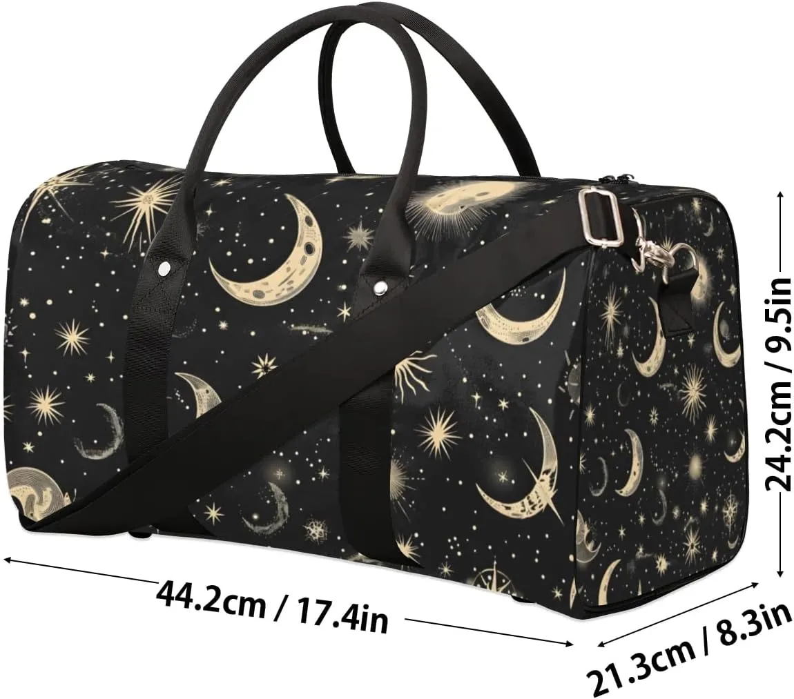 Travel Duffle Bag Moon Stars Gym Bags for Men Women Travel Duffel Bags with Adjustable Shoulder Strap Carry On Weekender Bag