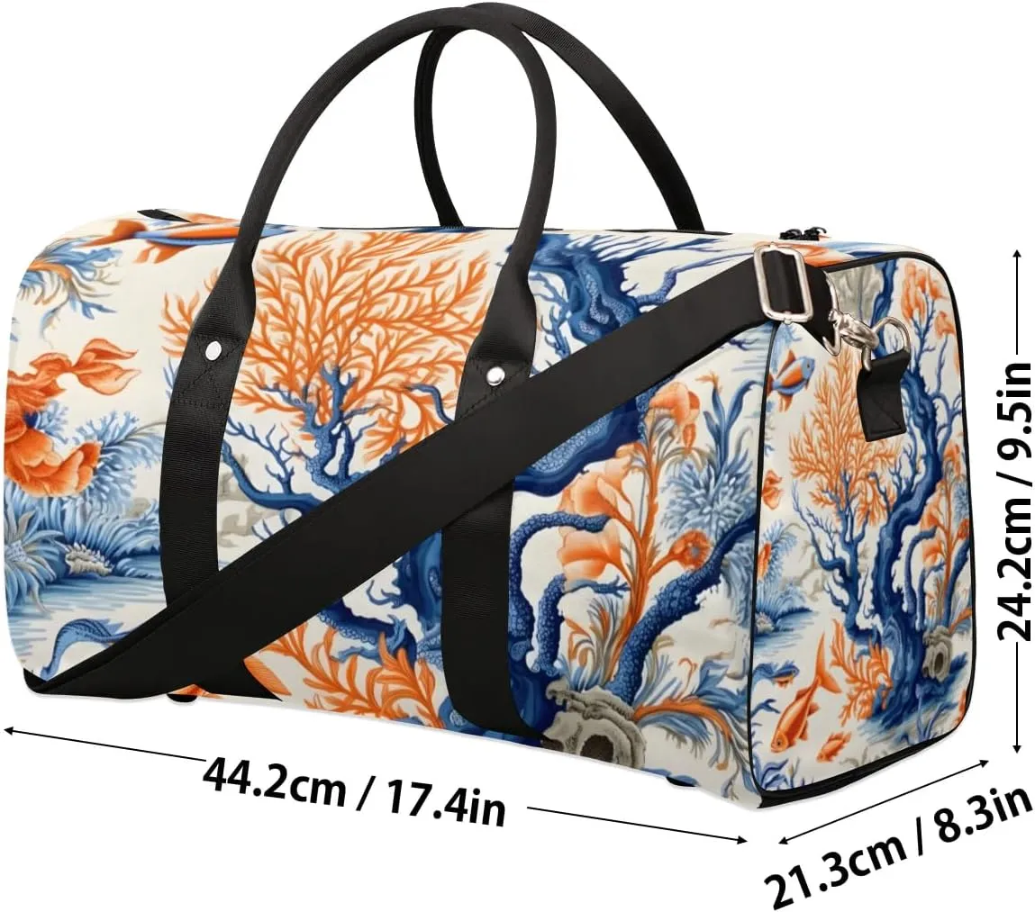 Travel Duffle Bag Ocean Fish Coral Gym Bags for Men Women Travel Duffel Bags with Adjustable Shoulder Strap Carry On Weekender Bag