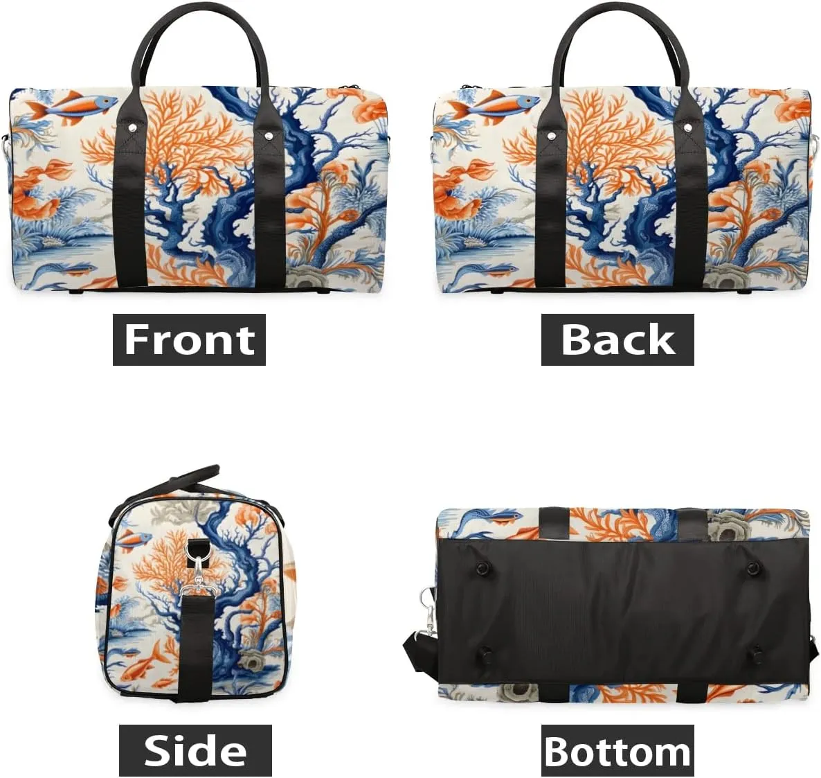 Travel Duffle Bag Ocean Fish Coral Gym Bags for Men Women Travel Duffel Bags with Adjustable Shoulder Strap Carry On Weekender Bag