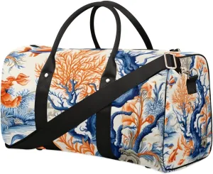 Travel Duffle Bag Ocean Fish Coral Gym Bags for Men Women Travel Duffel Bags with Adjustable Shoulder Strap Carry On Weekender Bag